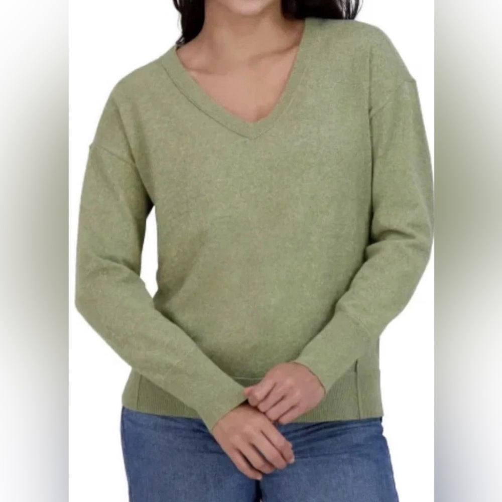 Lucky Brand Olive Green V Neck Lightweight Knit Sweater XL NWT Soft Stretch